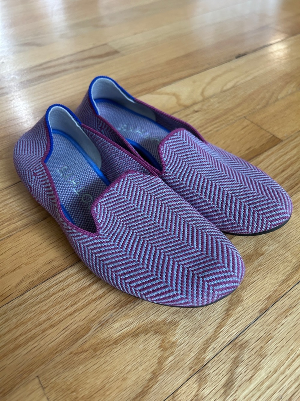 Rothy's Amethyst Herringbone Loafers Size 7.5 Purple Metallic